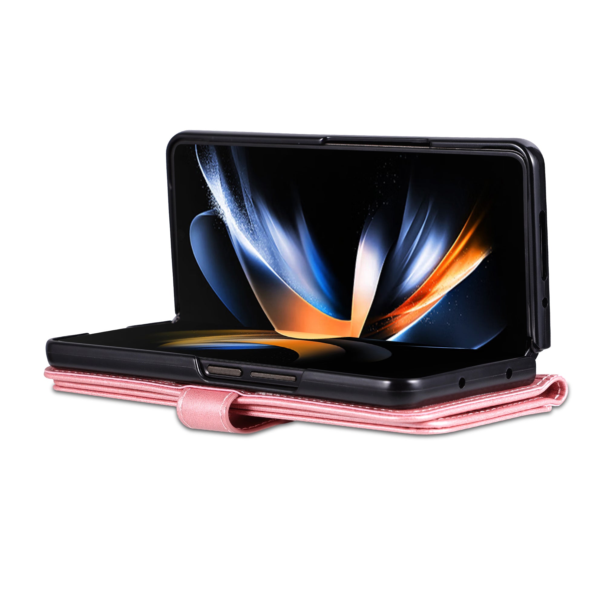 AZNS For Samsung Galaxy Z Fold6 5G Case PC Interior PU Leather Phone Cover Wallet - Rose Gold