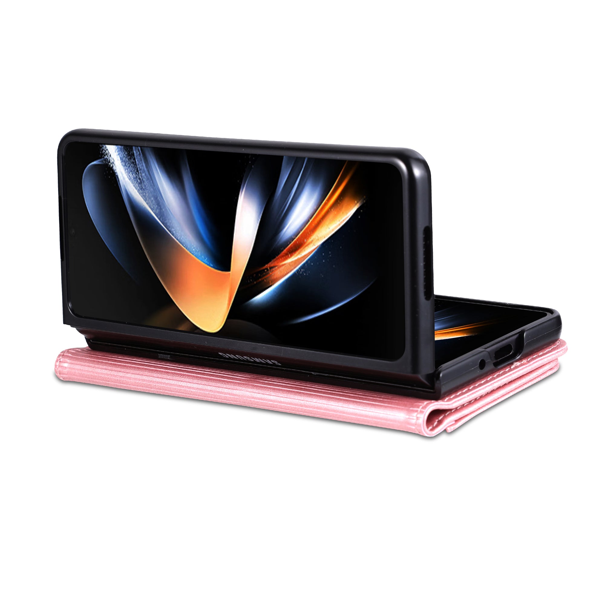 AZNS For Samsung Galaxy Z Fold6 5G Case PC Interior PU Leather Phone Cover Wallet - Rose Gold