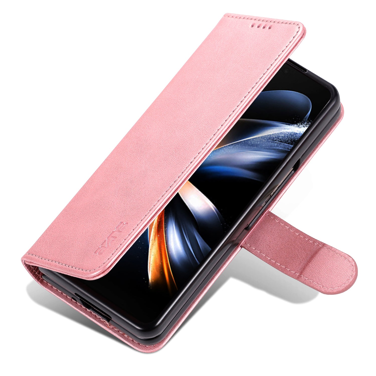 AZNS For Samsung Galaxy Z Fold6 5G Case PC Interior PU Leather Phone Cover Wallet - Rose Gold