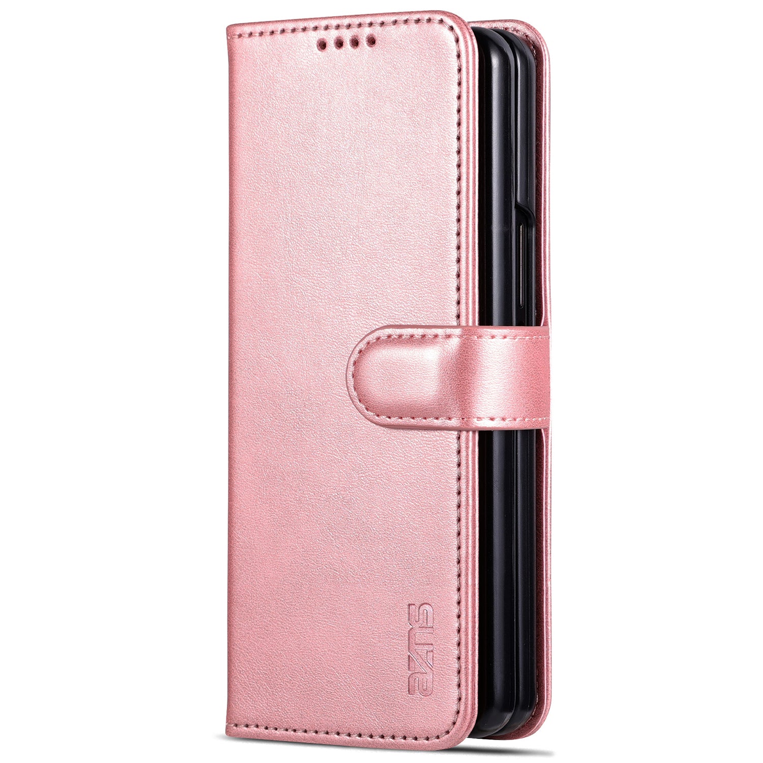 AZNS For Samsung Galaxy Z Fold6 5G Case PC Interior PU Leather Phone Cover Wallet - Rose Gold