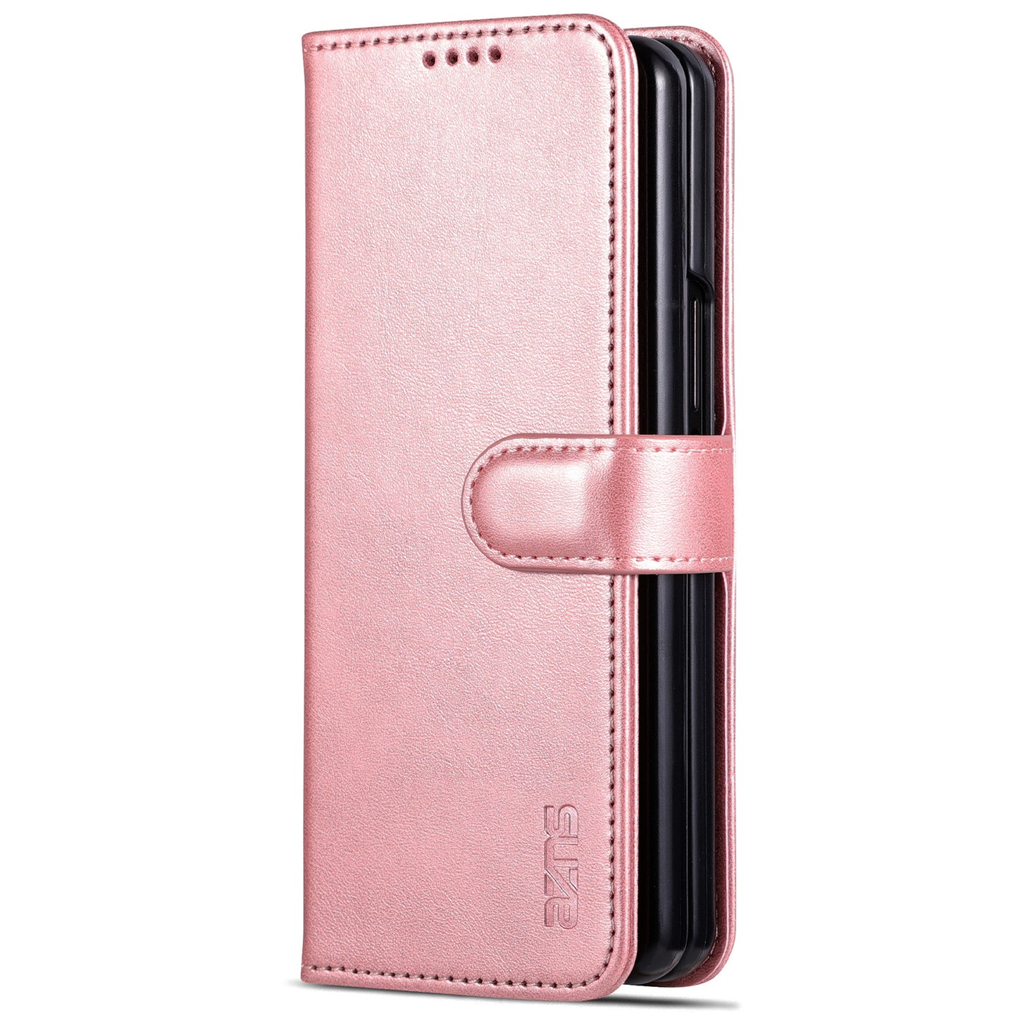 AZNS For Samsung Galaxy Z Fold6 5G Case PC Interior PU Leather Phone Cover Wallet - Rose Gold