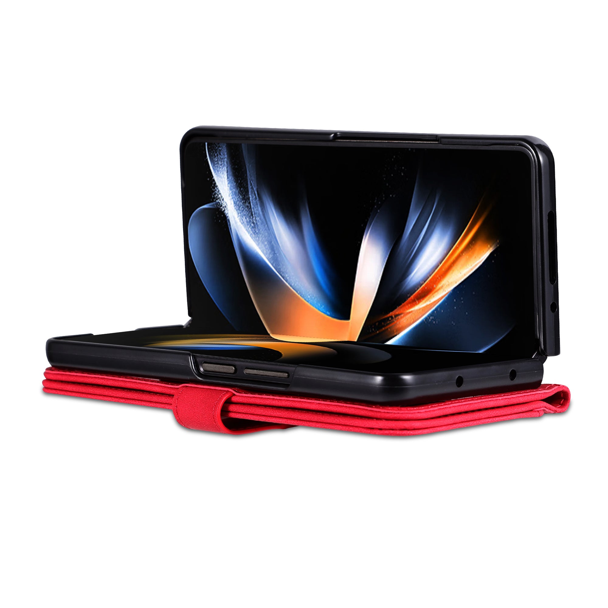 AZNS For Samsung Galaxy Z Fold6 5G Case PC Interior PU Leather Phone Cover Wallet - Red
