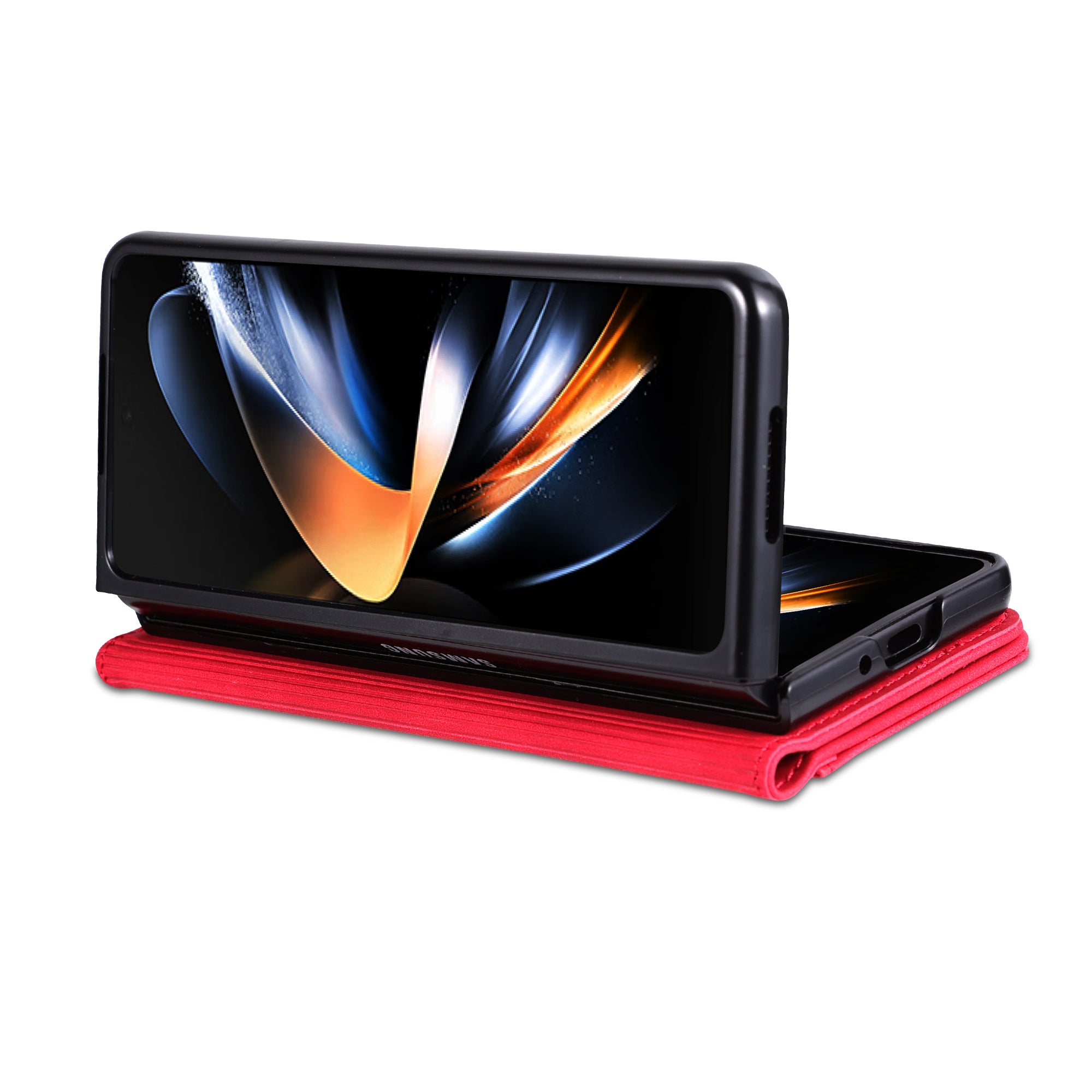 AZNS For Samsung Galaxy Z Fold6 5G Case PC Interior PU Leather Phone Cover Wallet - Red