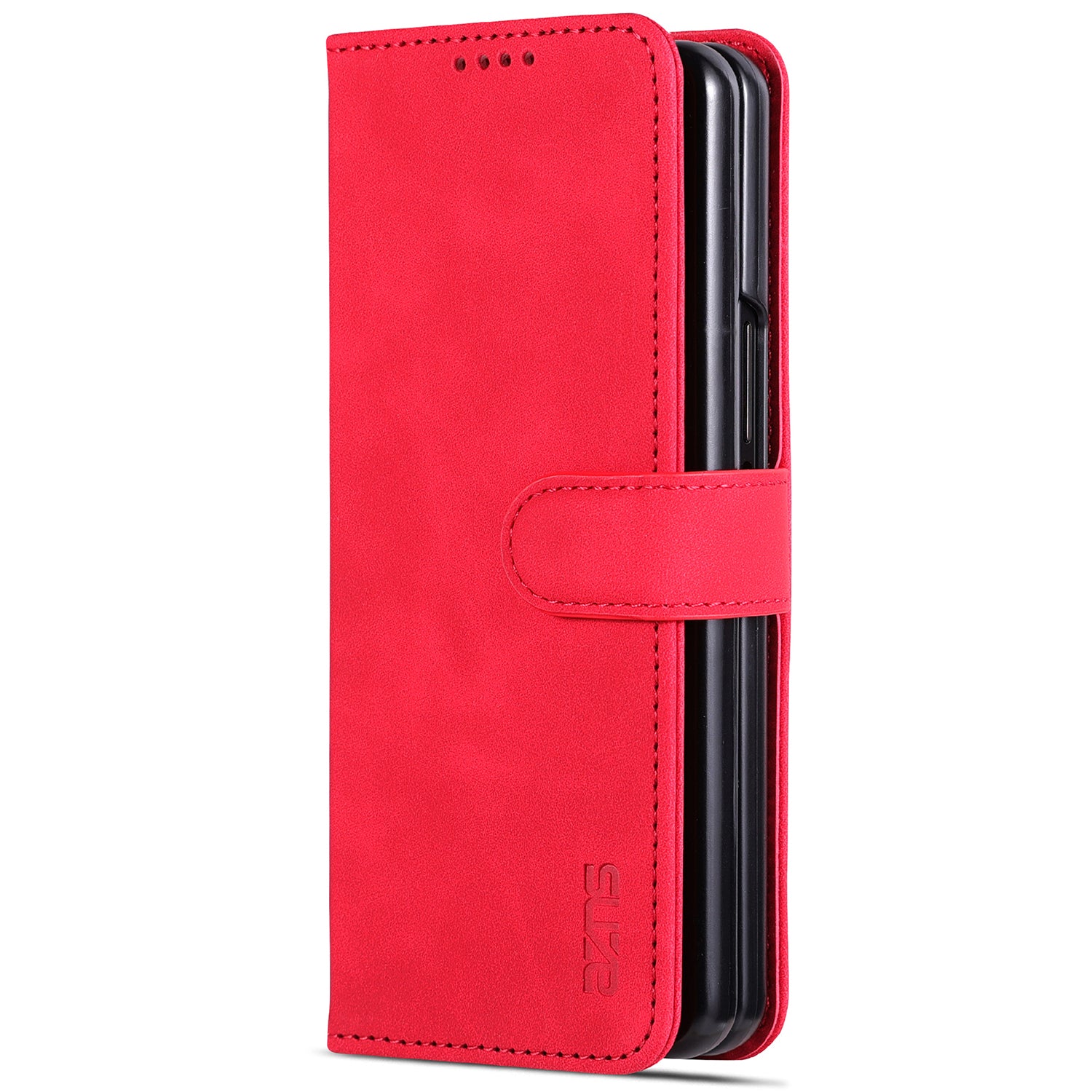 AZNS For Samsung Galaxy Z Fold6 5G Case PC Interior PU Leather Phone Cover Wallet - Red