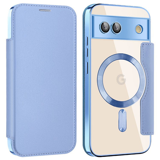 For Google Pixel 8a Case Compatible with MagSafe RFID Blocking Card Holder Phone Cover - Blue