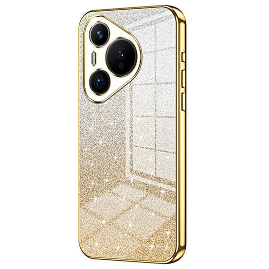 For Huawei Pura 70 Case TPU Gradient Glitter Mobile Phone Cover - Gold