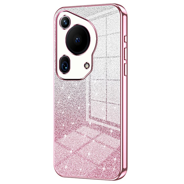 For Huawei Pura 70 Ultra Case Gradient Glitter Electroplating Soft TPU Phone Cover - Pink