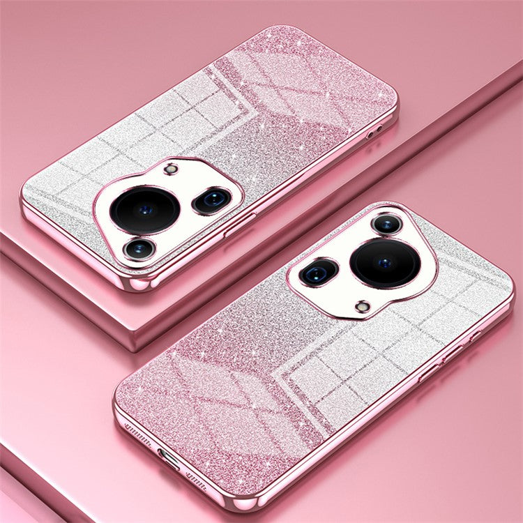 For Huawei Pura 70 Ultra Case Gradient Glitter Electroplating Soft TPU Phone Cover - Pink