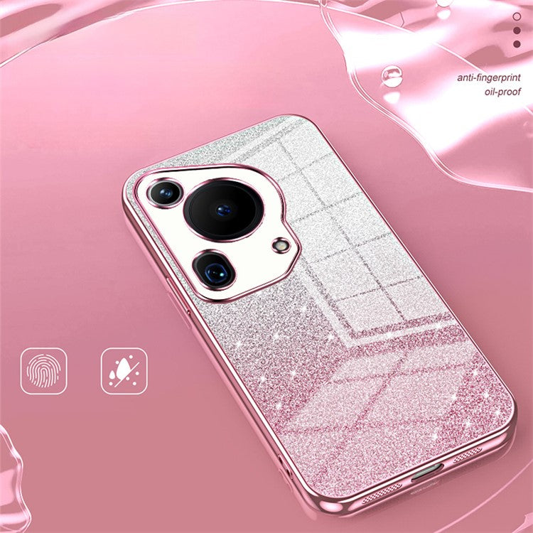 For Huawei Pura 70 Ultra Case Gradient Glitter Electroplating Soft TPU Phone Cover - Gold