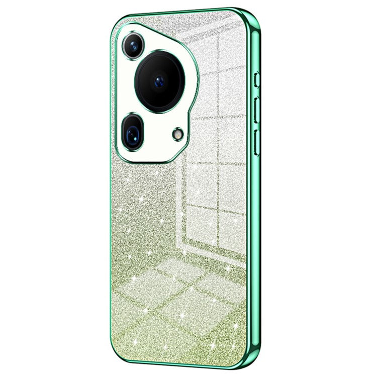For Huawei Pura 70 Ultra Case Gradient Glitter Electroplating Soft TPU Phone Cover - Green