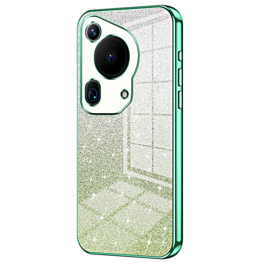 For Huawei Pura 70 Ultra Case Gradient Glitter Electroplating Soft TPU Phone Cover - Green