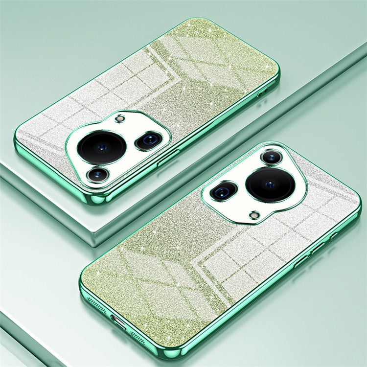 For Huawei Pura 70 Ultra Case Gradient Glitter Electroplating Soft TPU Phone Cover - Green