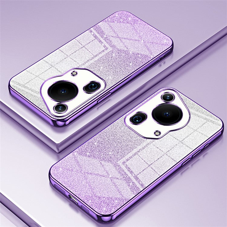 For Huawei Pura 70 Ultra Case Gradient Glitter Electroplating Soft TPU Phone Cover - Purple