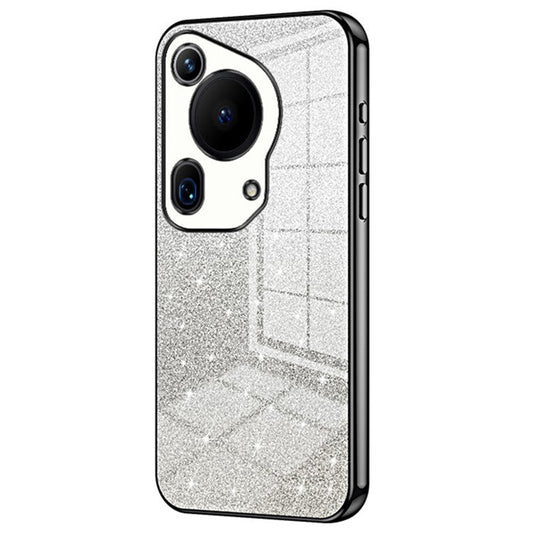 For Huawei Pura 70 Ultra Case Gradient Glitter Electroplating Soft TPU Phone Cover - Black