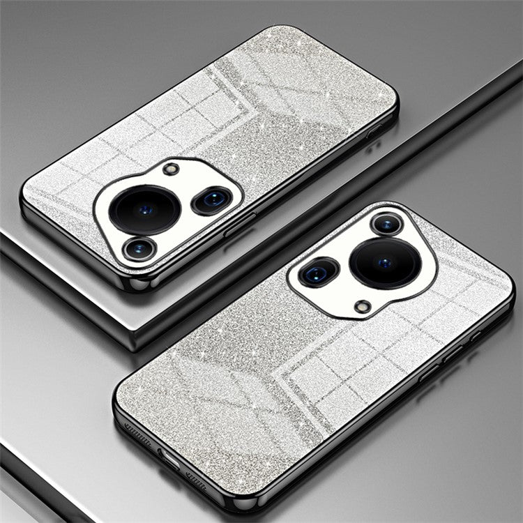 For Huawei Pura 70 Ultra Case Gradient Glitter Electroplating Soft TPU Phone Cover - Black