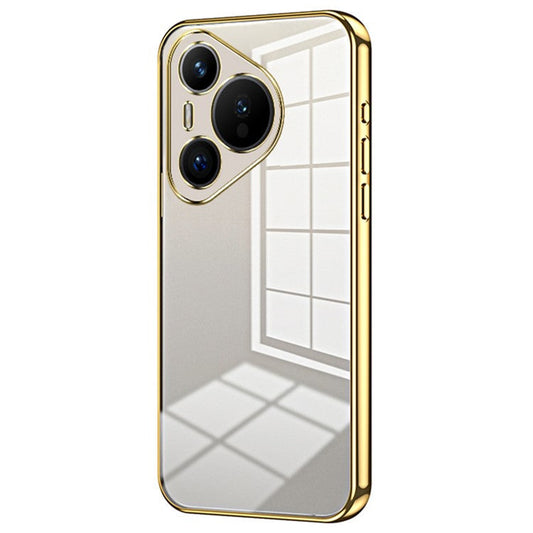 For Huawei Pura 70 Case TPU Transparency Electroplating Phone Cover - Gold