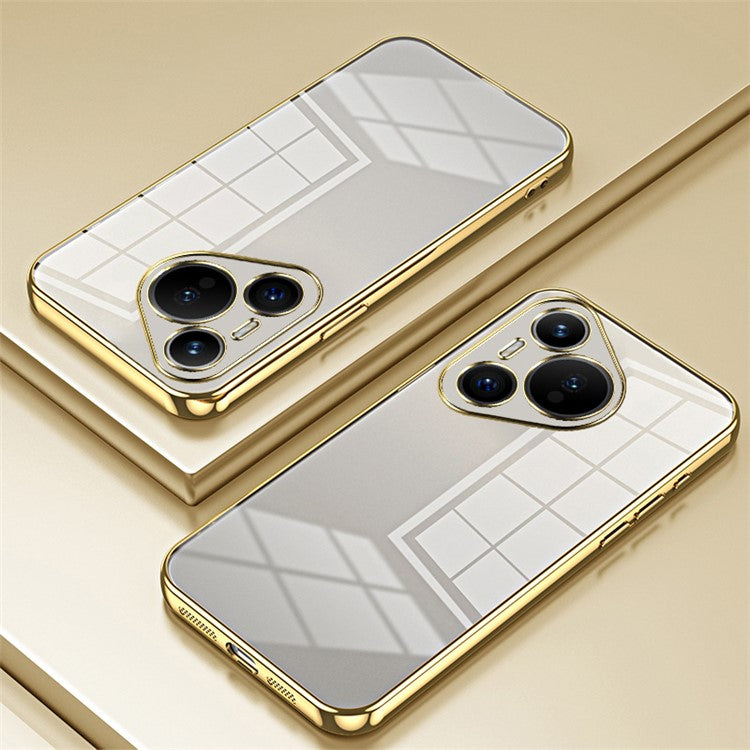 For Huawei Pura 70 Case TPU Transparency Electroplating Phone Cover - Gold