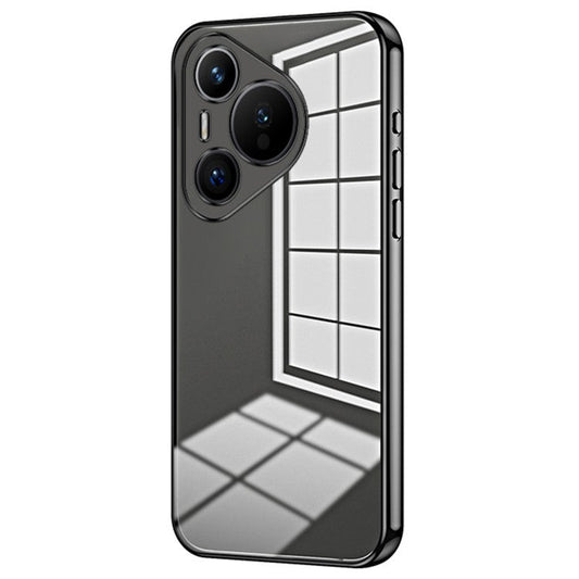 For Huawei Pura 70 Case TPU Transparency Electroplating Phone Cover - Black