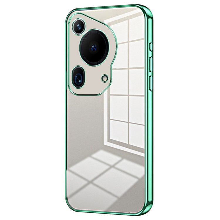 For Huawei Pura 70 Ultra Case TPU Shockproof Clear Phone Cover Electroplating Frame - Green