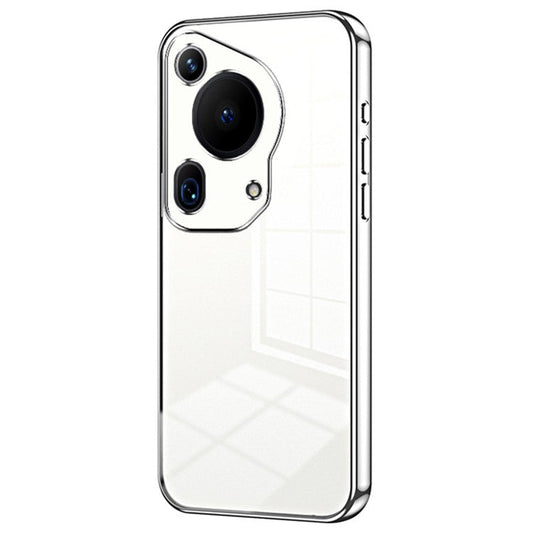 For Huawei Pura 70 Ultra Case TPU Shockproof Clear Phone Cover Electroplating Frame - Silver