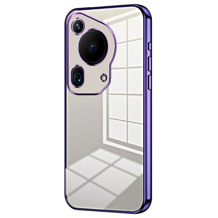 For Huawei Pura 70 Ultra Case TPU Shockproof Clear Phone Cover Electroplating Frame - Purple