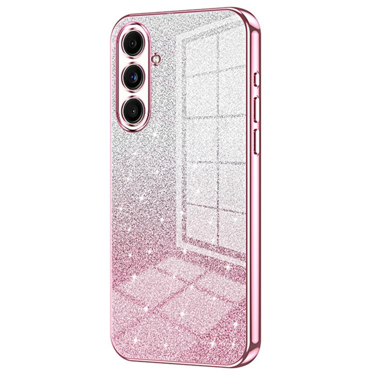 For Samsung Galaxy F55 5G / C55 5G / M55 5G Glitter Cell Phone Case Gradient Electroplated TPU Cover - Pink
