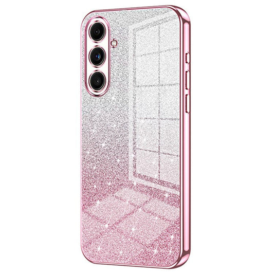 For Samsung Galaxy F55 5G / C55 5G / M55 5G Glitter Cell Phone Case Gradient Electroplated TPU Cover - Pink
