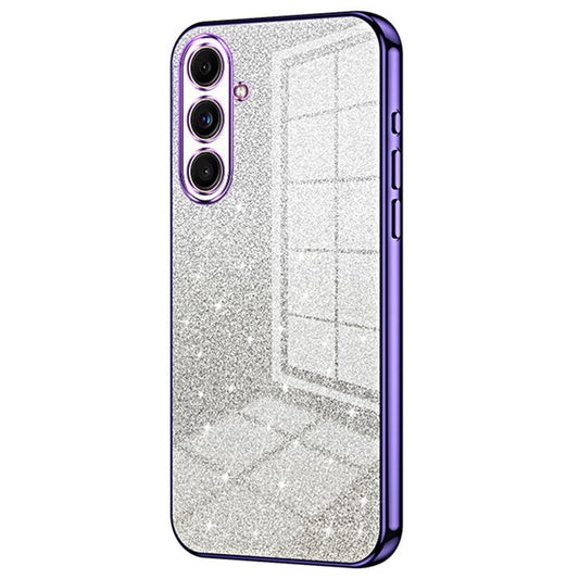 For Samsung Galaxy F55 5G / C55 5G / M55 5G Glitter Cell Phone Case Gradient Electroplated TPU Cover - Purple