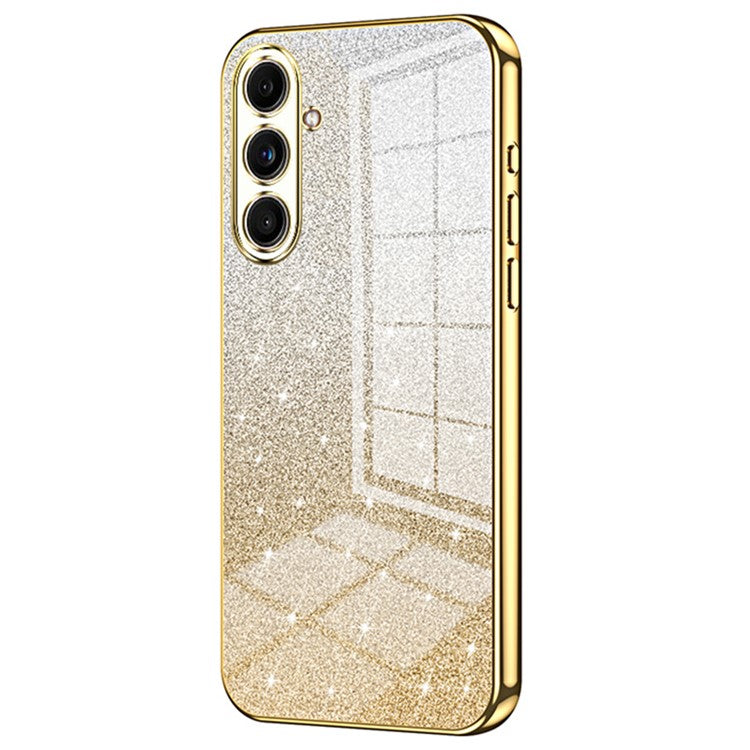 For Samsung Galaxy F55 5G / C55 5G / M55 5G Glitter Cell Phone Case Gradient Electroplated TPU Cover - Gold