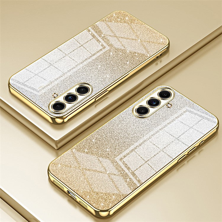 For Samsung Galaxy F55 5G / C55 5G / M55 5G Glitter Cell Phone Case Gradient Electroplated TPU Cover - Gold