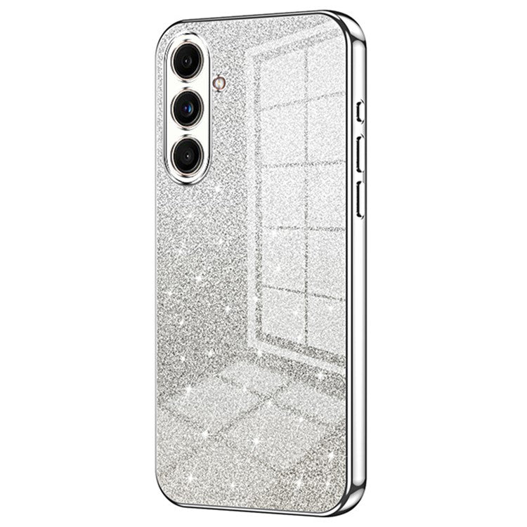 For Samsung Galaxy F55 5G / C55 5G / M55 5G Glitter Cell Phone Case Gradient Electroplated TPU Cover - Silver