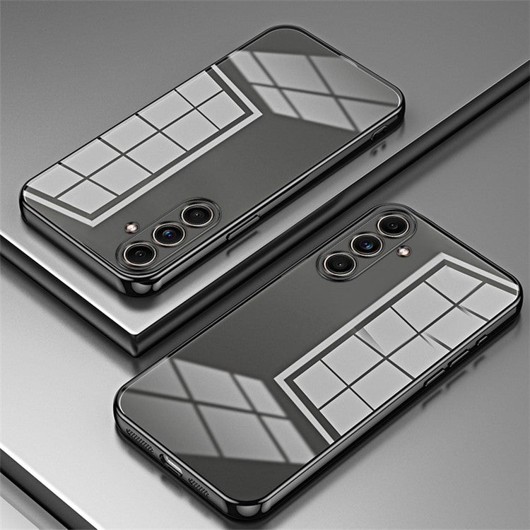 Back Shell for Samsung Galaxy F55 5G / C55 5G / M55 5G Electroplating TPU Cell Phone Case - Black