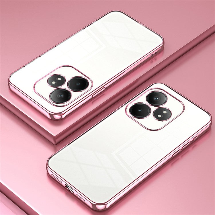 For Realme GT Neo6 SE 5G Case Crystal Clear Back Electroplating TPU Phone Cover - Pink