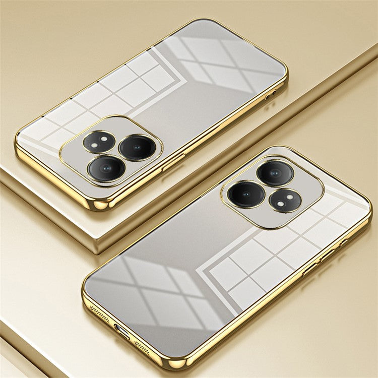 For Realme GT Neo6 SE 5G Case Crystal Clear Back Electroplating TPU Phone Cover - Gold