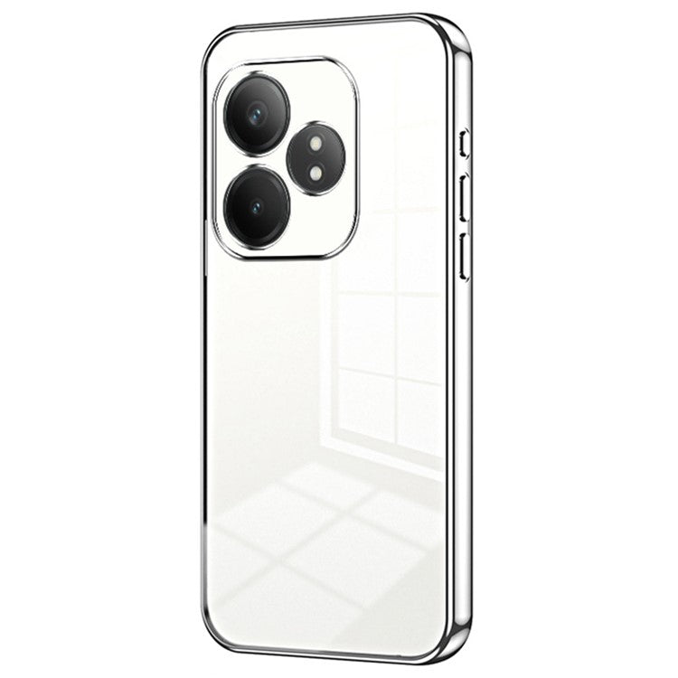 For Realme GT Neo6 SE 5G Case Crystal Clear Back Electroplating TPU Phone Cover - Silver