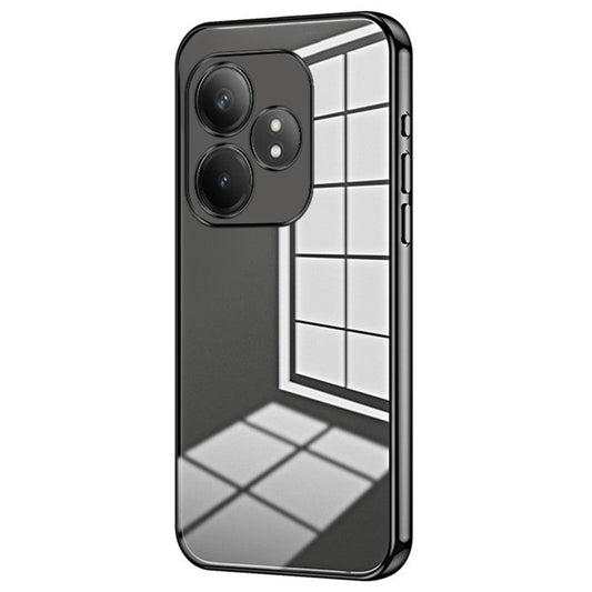 For Realme GT Neo6 SE 5G Case Crystal Clear Back Electroplating TPU Phone Cover - Black