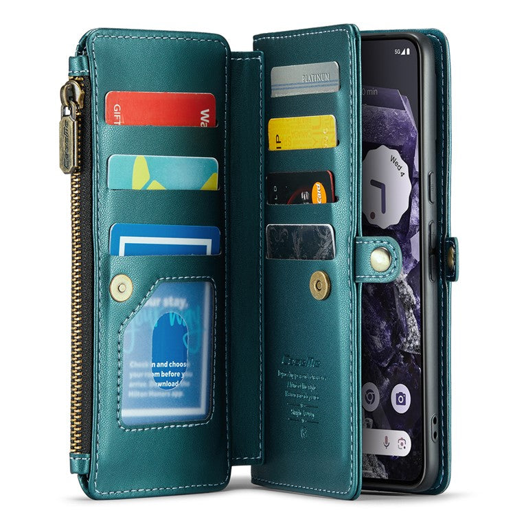 CASEME C36 Series For Google Pixel 8 Crossbody Case PU Leather Phone Cover Wallet RFID Blocking Protection - Green