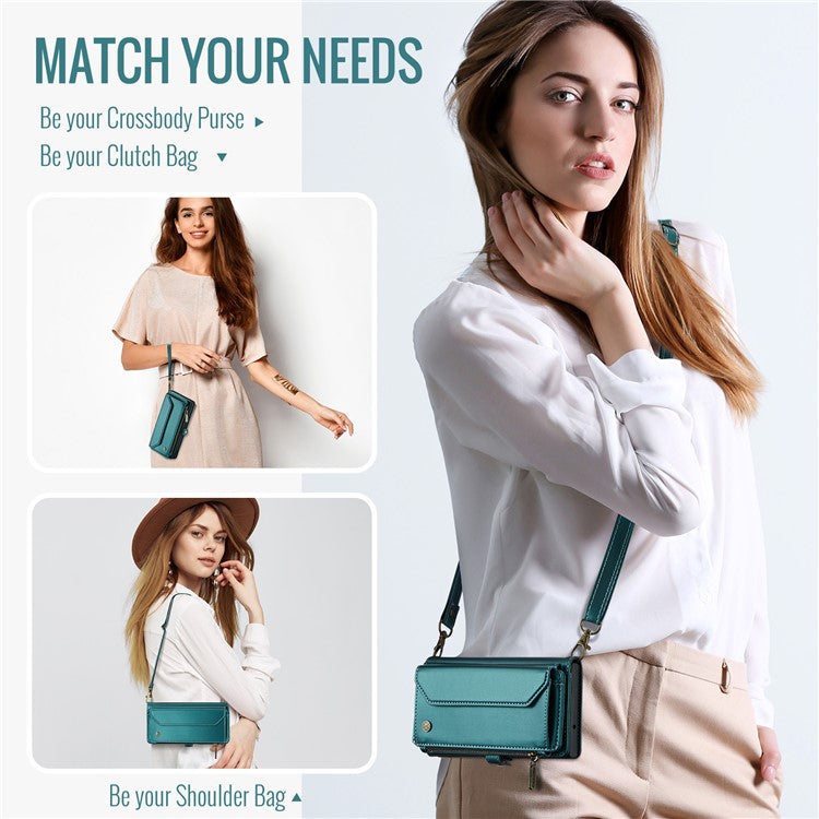 CASEME C36 Series For Google Pixel 8 Crossbody Case PU Leather Phone Cover Wallet RFID Blocking Protection - Green