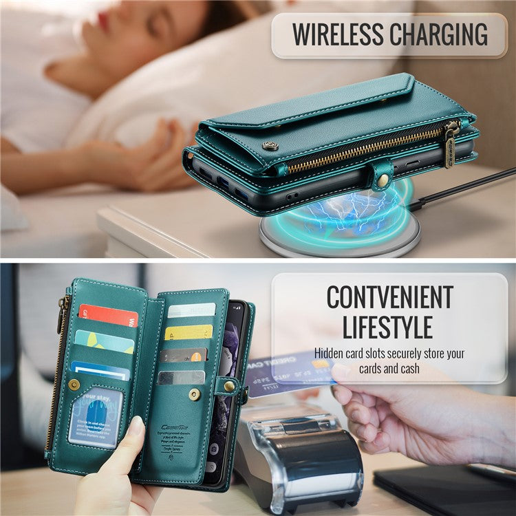 CASEME C36 Series For Google Pixel 8 Crossbody Case PU Leather Phone Cover Wallet RFID Blocking Protection - Green