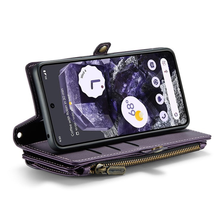 CASEME C36 Series For Google Pixel 8 Crossbody Case PU Leather Phone Cover Wallet RFID Blocking Protection - Purple