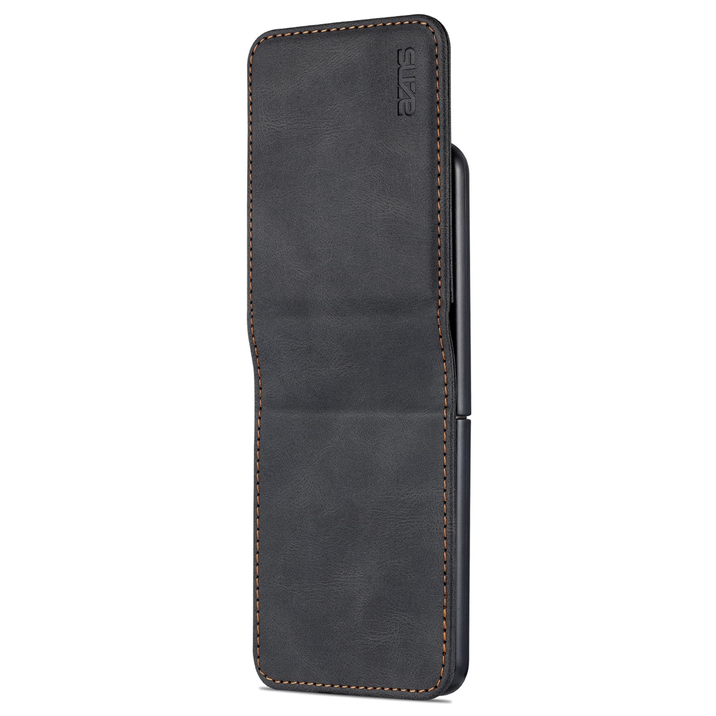 AZNS For Samsung Galaxy Z Flip6 5G Case Card Slots PU Leather Folding Phone Cover - Black