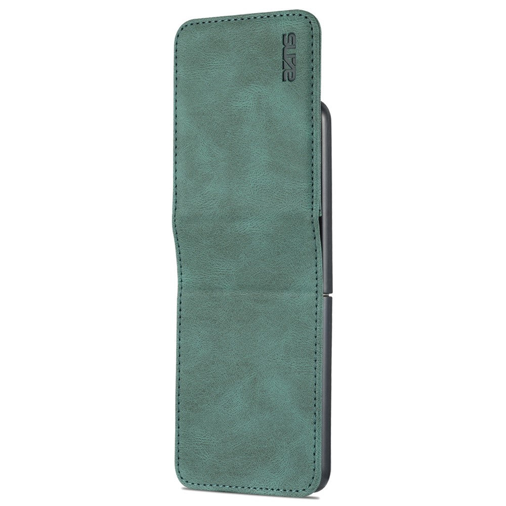 AZNS For Samsung Galaxy Z Flip7 FE 5G / Z Flip6 5G Case Card Slots PU Leather Folding Phone Cover - Green