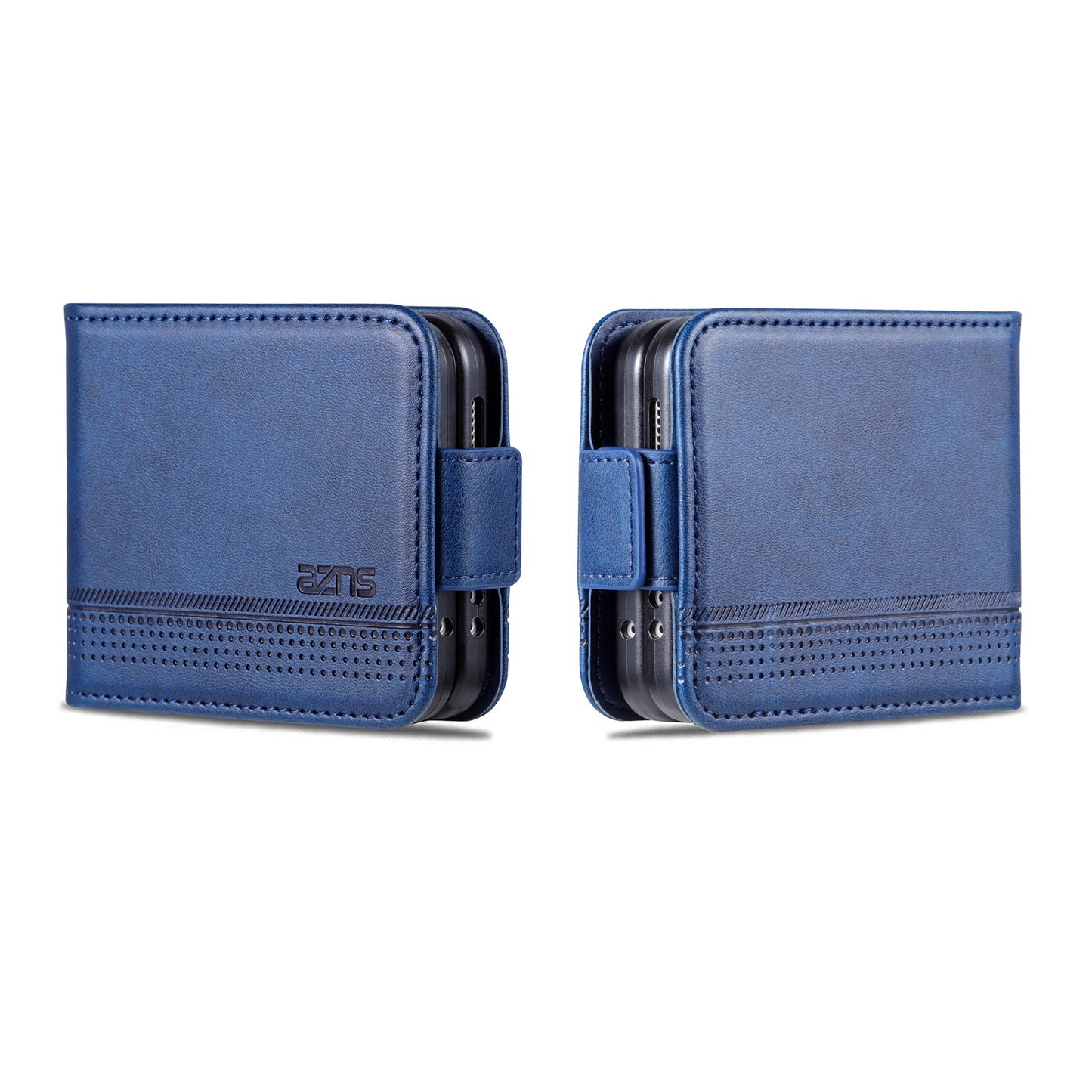 AZNS For Samsung Galaxy Z Flip6 5G Case Card Holder PU Leather Phone Cover Cowhide Texture - Blue