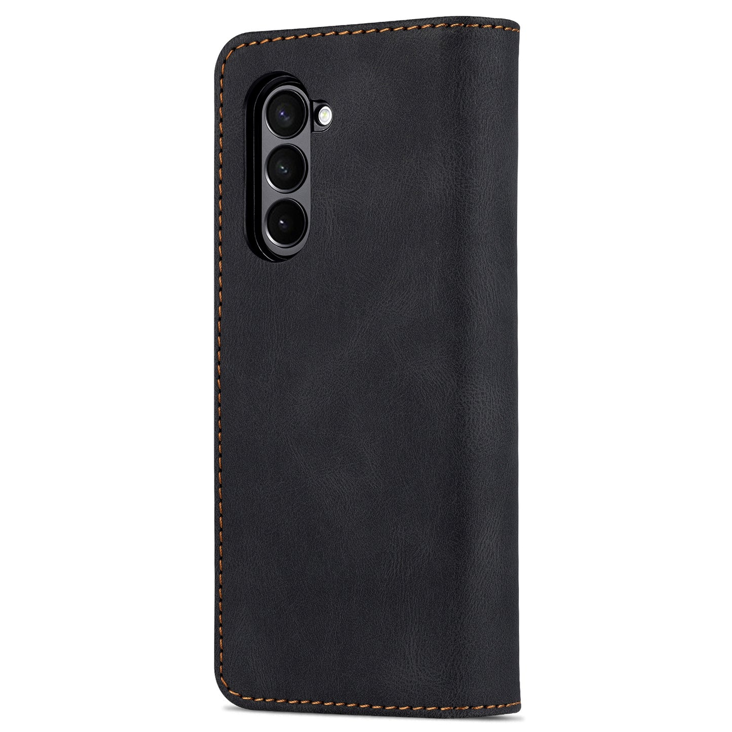 AZNS For Samsung Galaxy Z Fold6 5G Case Leather Phone Cover with Wallet Stand - Black