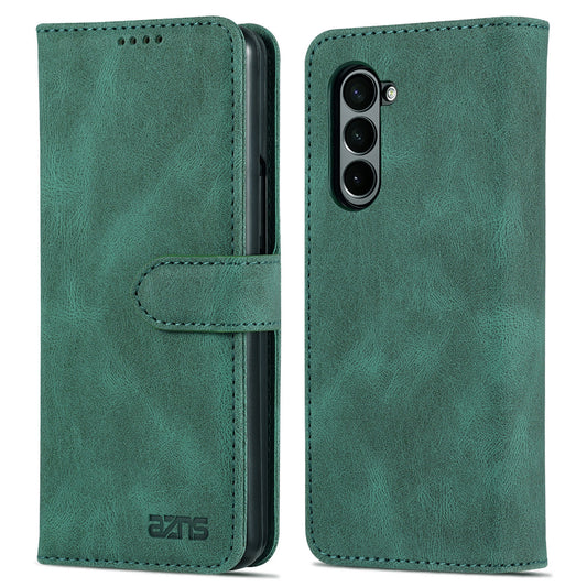 AZNS For Samsung Galaxy Z Fold6 5G Case Leather Phone Cover with Wallet Stand - Green