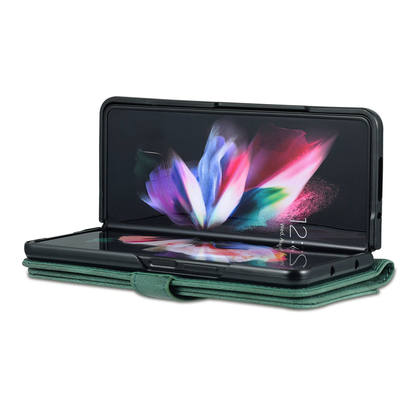 AZNS For Samsung Galaxy Z Fold6 5G Case Leather Phone Cover with Wallet Stand - Green