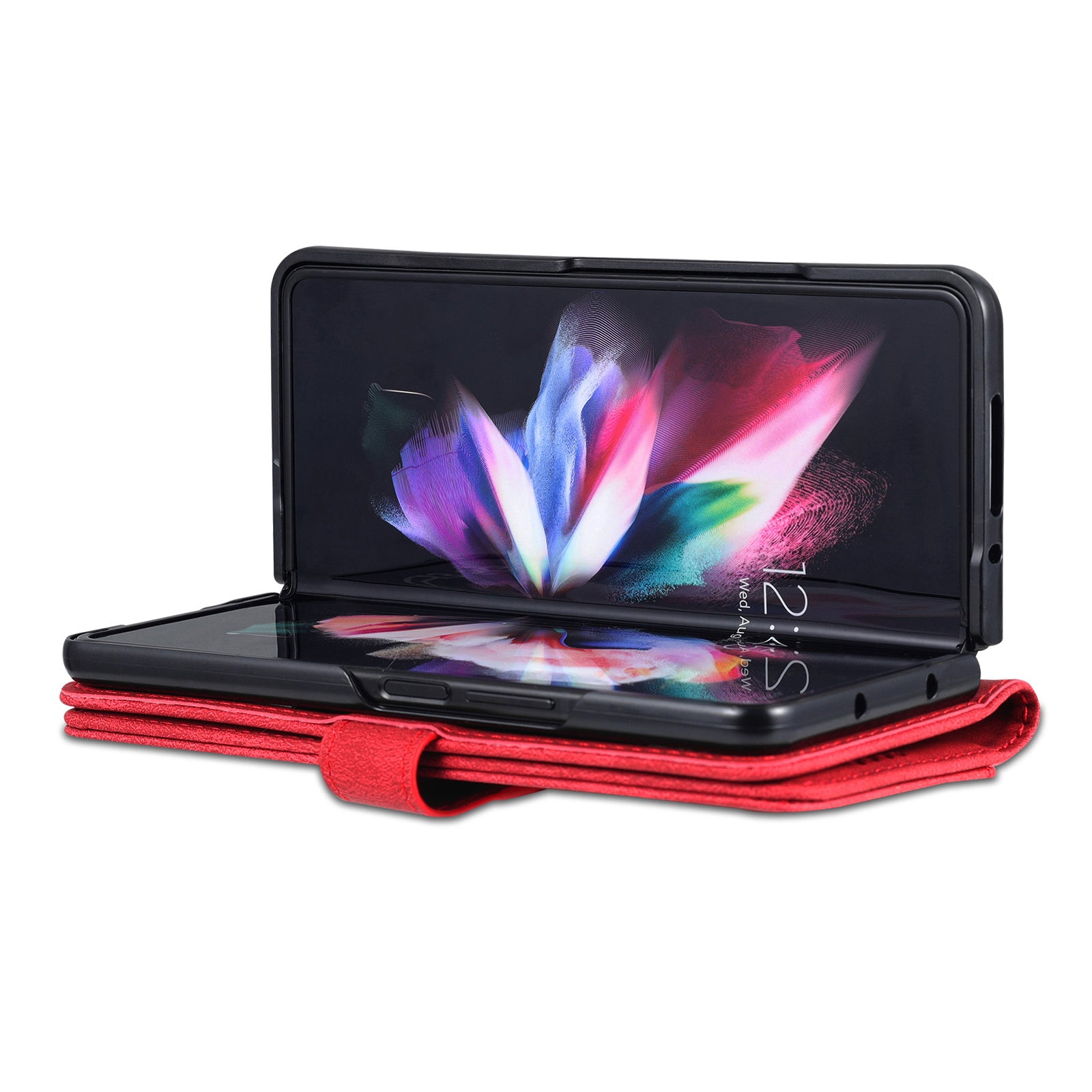 AZNS For Samsung Galaxy Z Fold6 5G Case Leather Phone Cover with Wallet Stand - Red