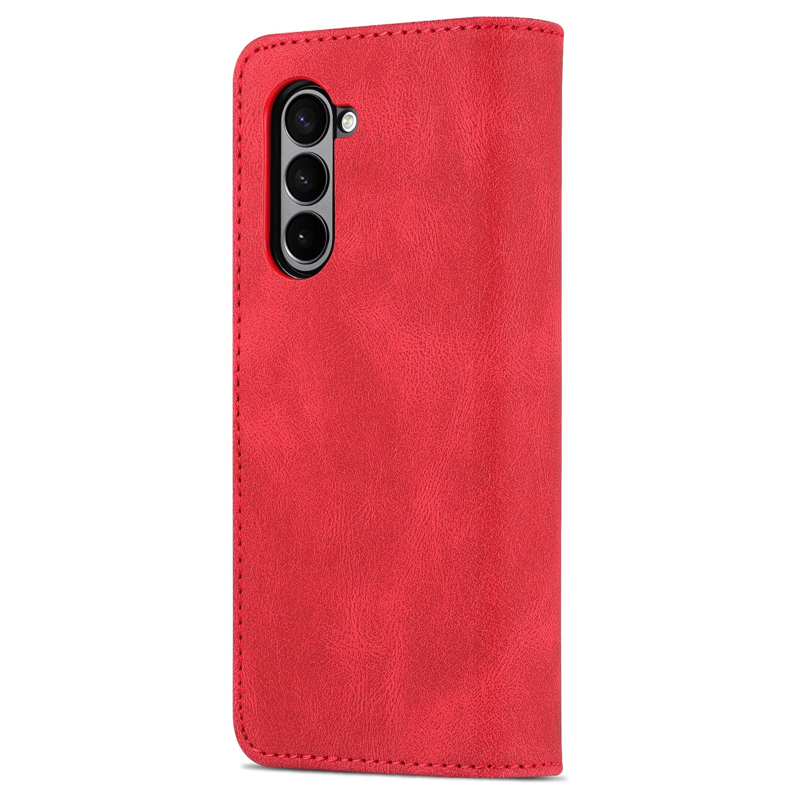 AZNS For Samsung Galaxy Z Fold6 5G Case Leather Phone Cover with Wallet Stand - Red