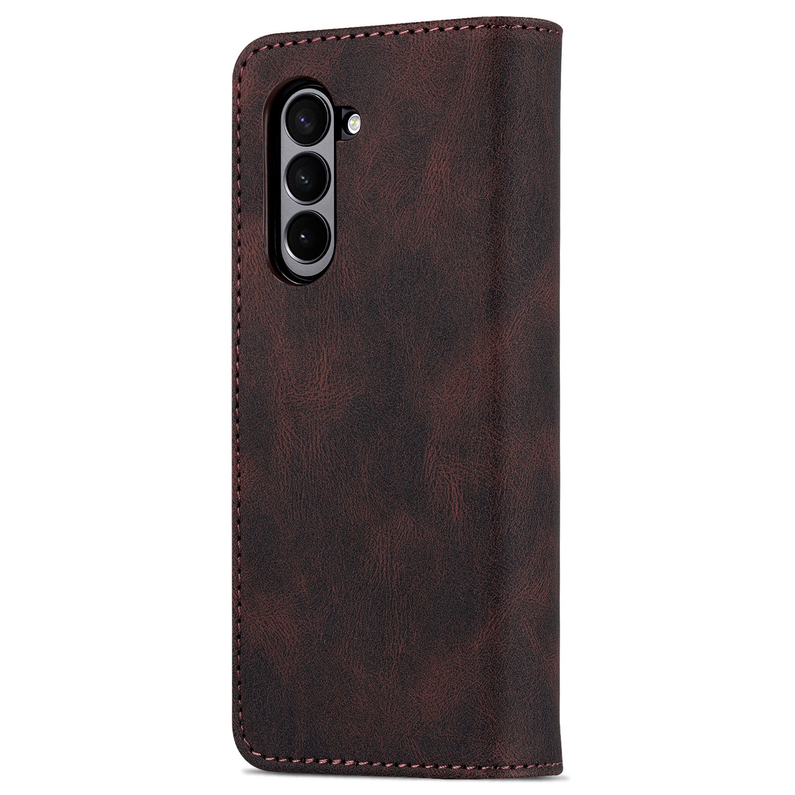 AZNS For Samsung Galaxy Z Fold6 5G Case Leather Phone Cover with Wallet Stand - Brown