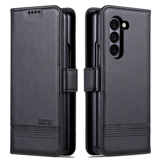 AZNS For Samsung Galaxy Z Fold6 5G Case Wallet PU Leather+PC Phone Cover - Black